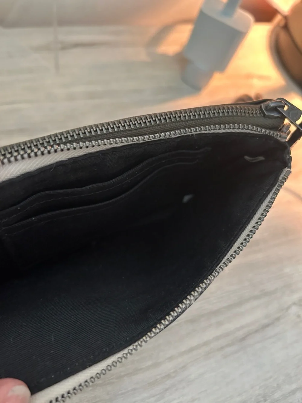 Coach Olive Green and Cream Pebbled Leather Double Zip Wristlet - Picture 7 of 10